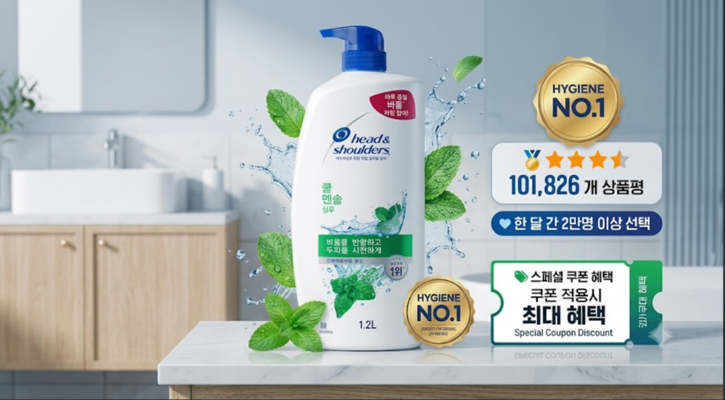 헤드앤숄더 쿨 멘솔 샴푸 1.2L 후기, 가성비 대용량 두피 케어 추천 제품 이미지