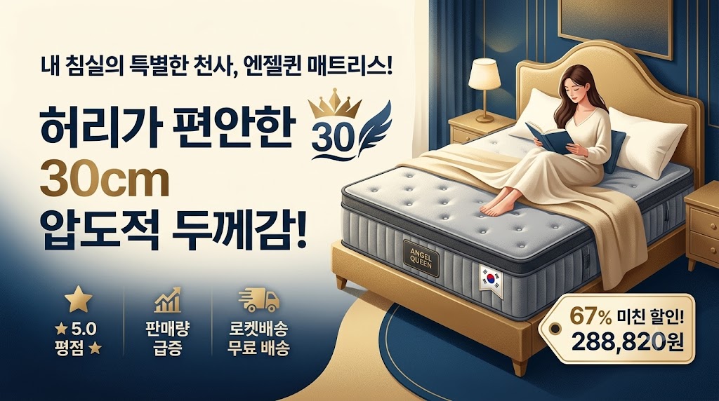 허리가 편안한 30cm 두께감! 엔젤퀸 유로탑 독립스프링 매트리스 솔직 사용 후기 제품 이미지