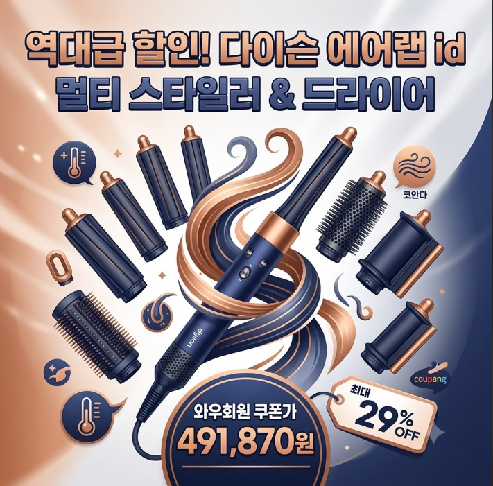 다이슨 에어랩 i.d. 멀티 스타일러 앤 드라이어 HS08 블루/코퍼 2025년형 파격 할인 및 솔직 사용 후기