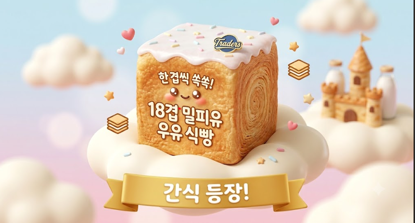 결대로 찢어먹는 재미! 트레이더스 18겹 밀피유 우유 식빵 1kg 후기 및 가격 제품 이미지