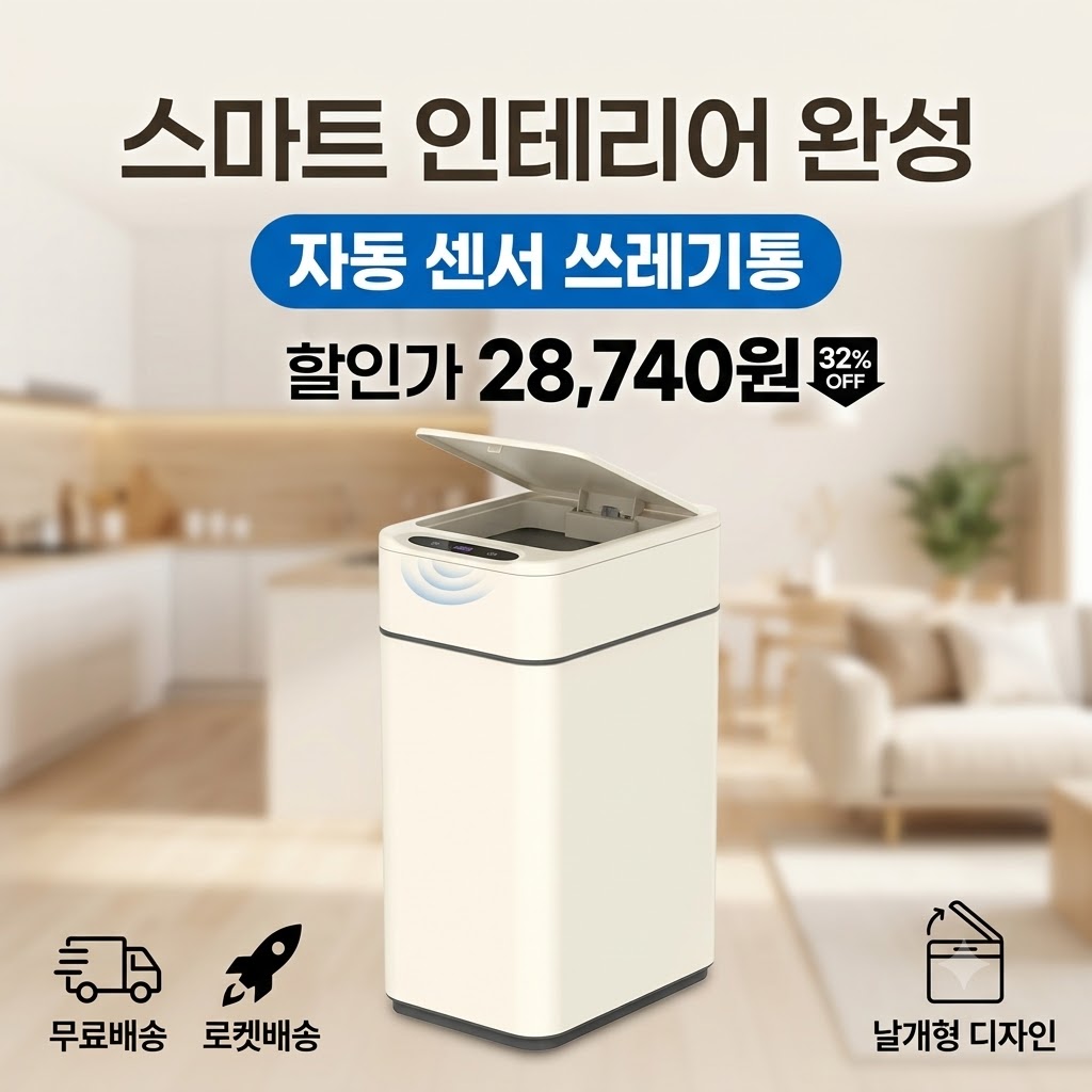 손댈 필요 없는 위생적인 ‘다룸 스마트 자동센서 쓰레기통(d-TC-1001) 10L’ 솔직 후기! 제품 이미지