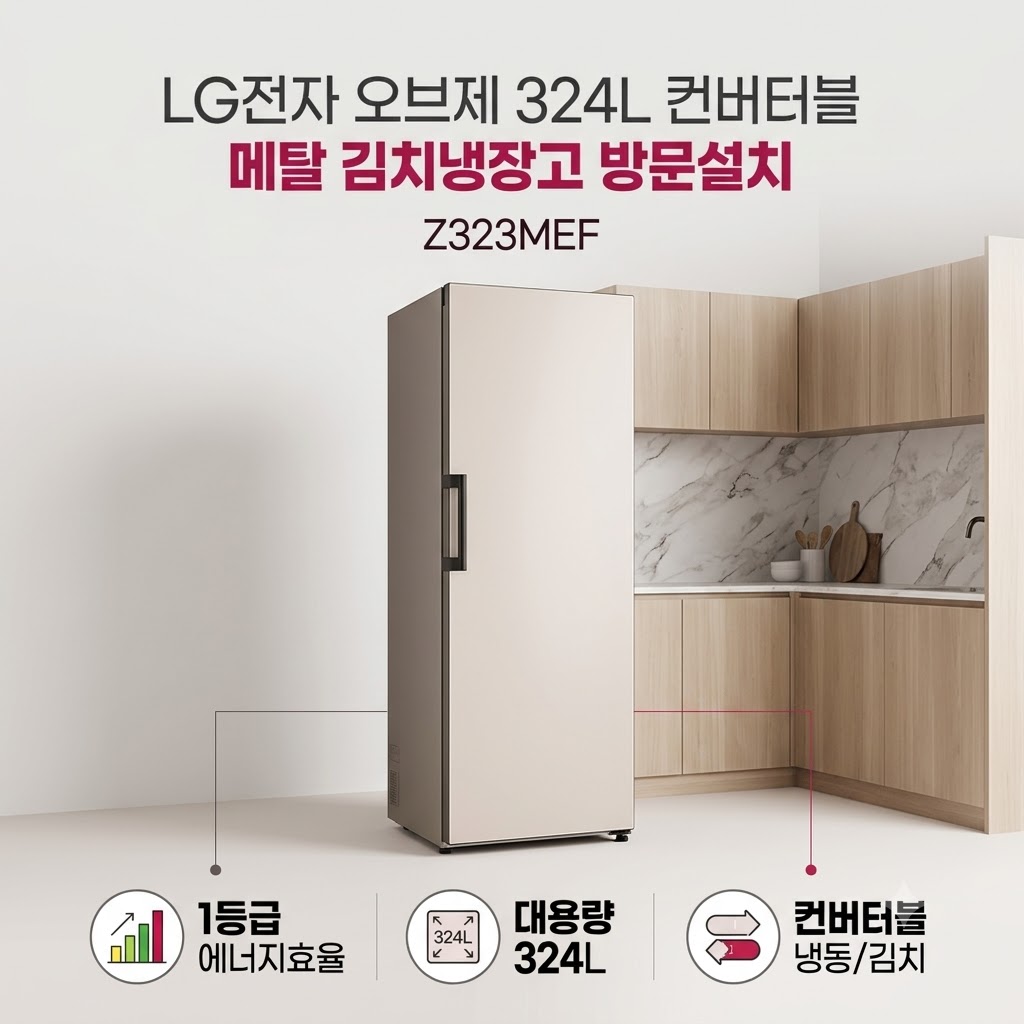 LG 오브제컬렉션 김치냉장고 324L(Z323MEF) 내돈내산 추천! 메탈 베이지 1등급 솔직 후기 제품 이미지