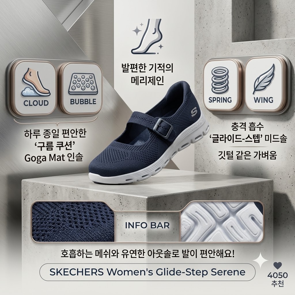 [내돈내산] 발이 편한 단화 추천! 스케쳐스 여성용 글라이드 스텝 세레네 SC0WFCGX36 솔직 후기 제품 이미지