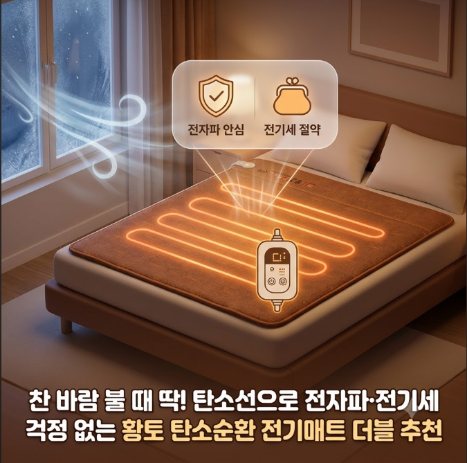 찬 바람 불 때 딱! 탄소선으로 전자파·전기세 걱정 없는 황토 탄소순환 전기매트 더블 추천